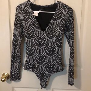 Brand new black/white/silver bodysuit
